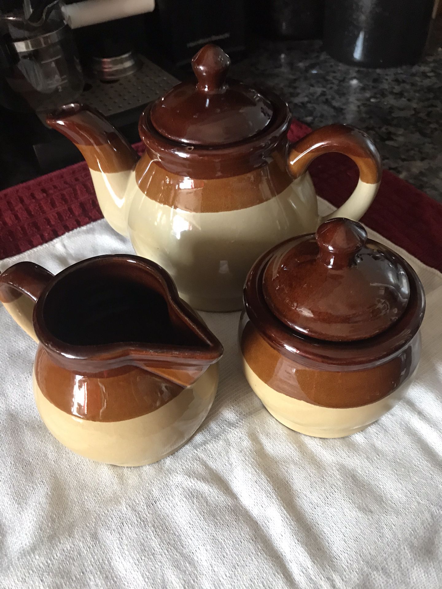 3 ceramic set coffee tea pot sugar milk pots