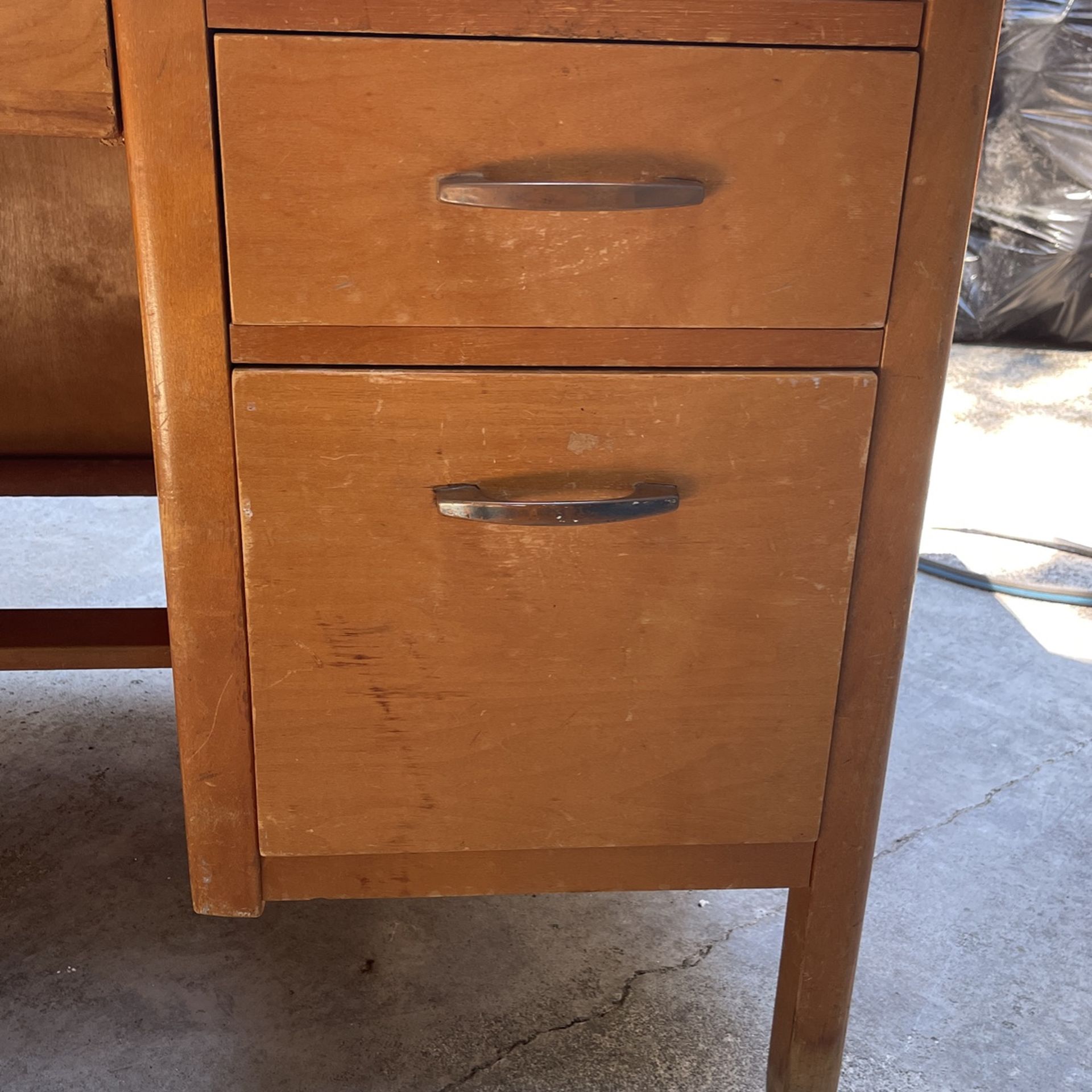 Old Solid Wood Teachers School Desk And chair - Free