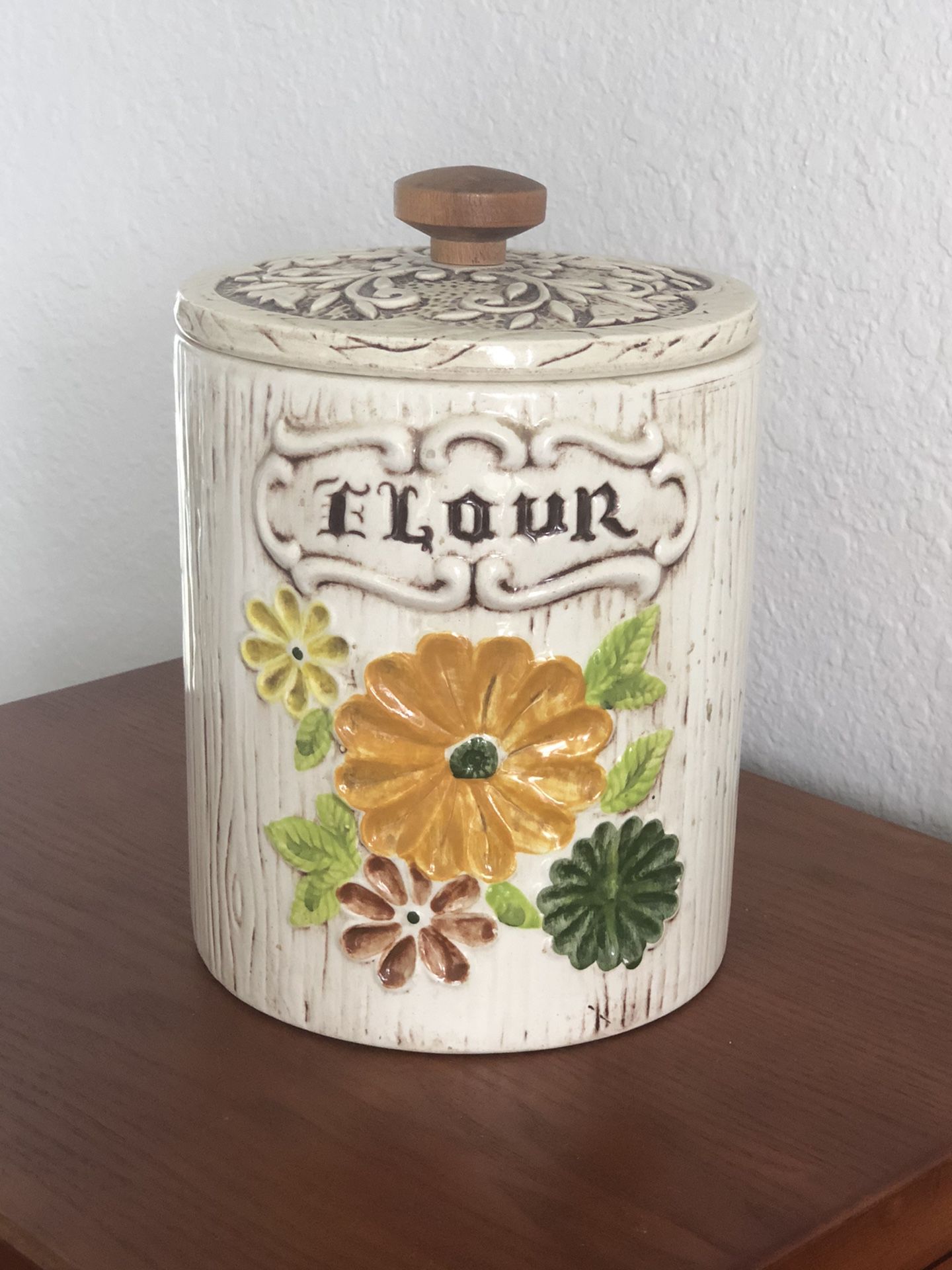 Vintage Treasure Craft Bohemian Daisy Kitchen Canisters