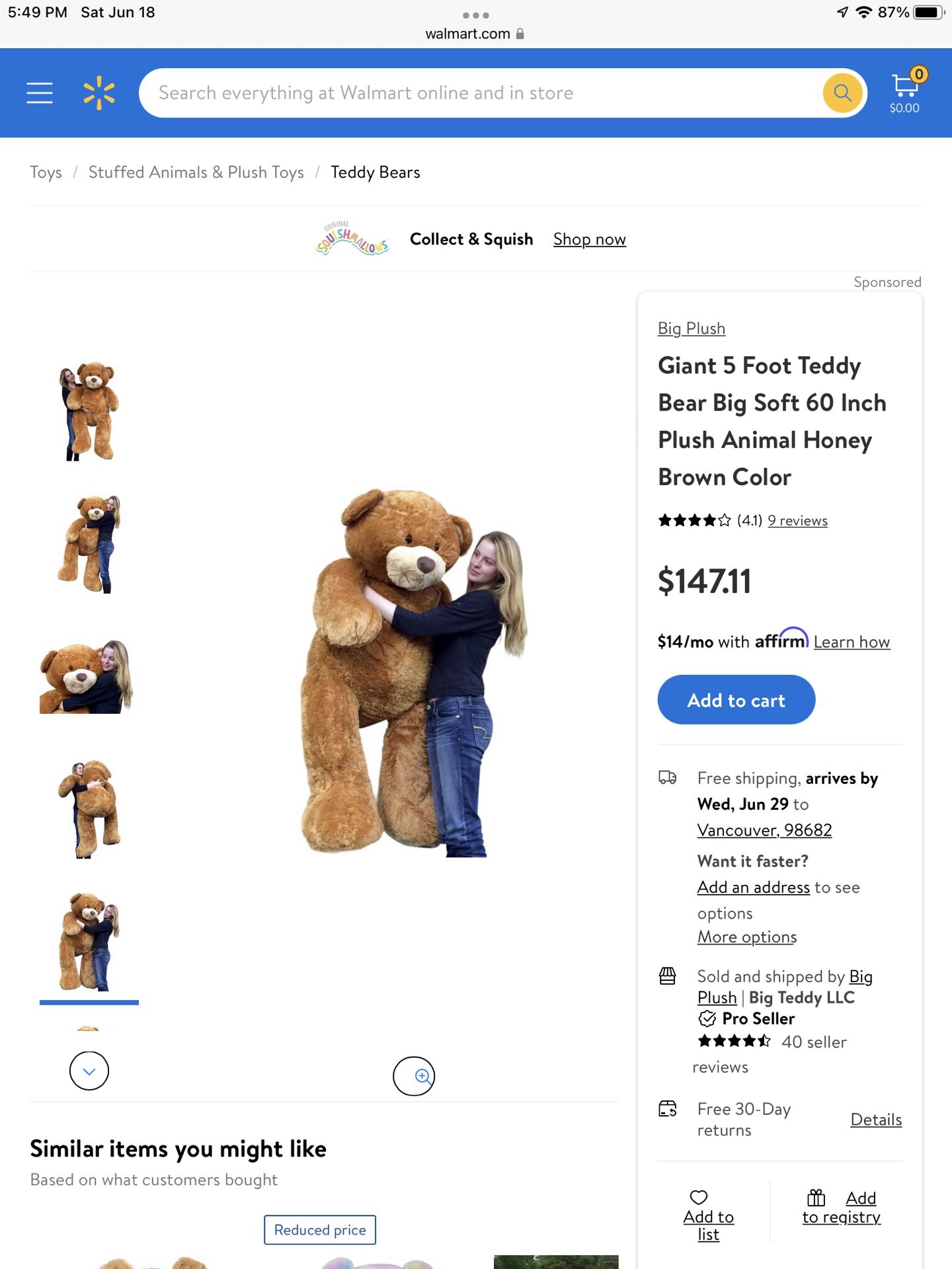 Giant 5Ft Stuffed Teddy bear