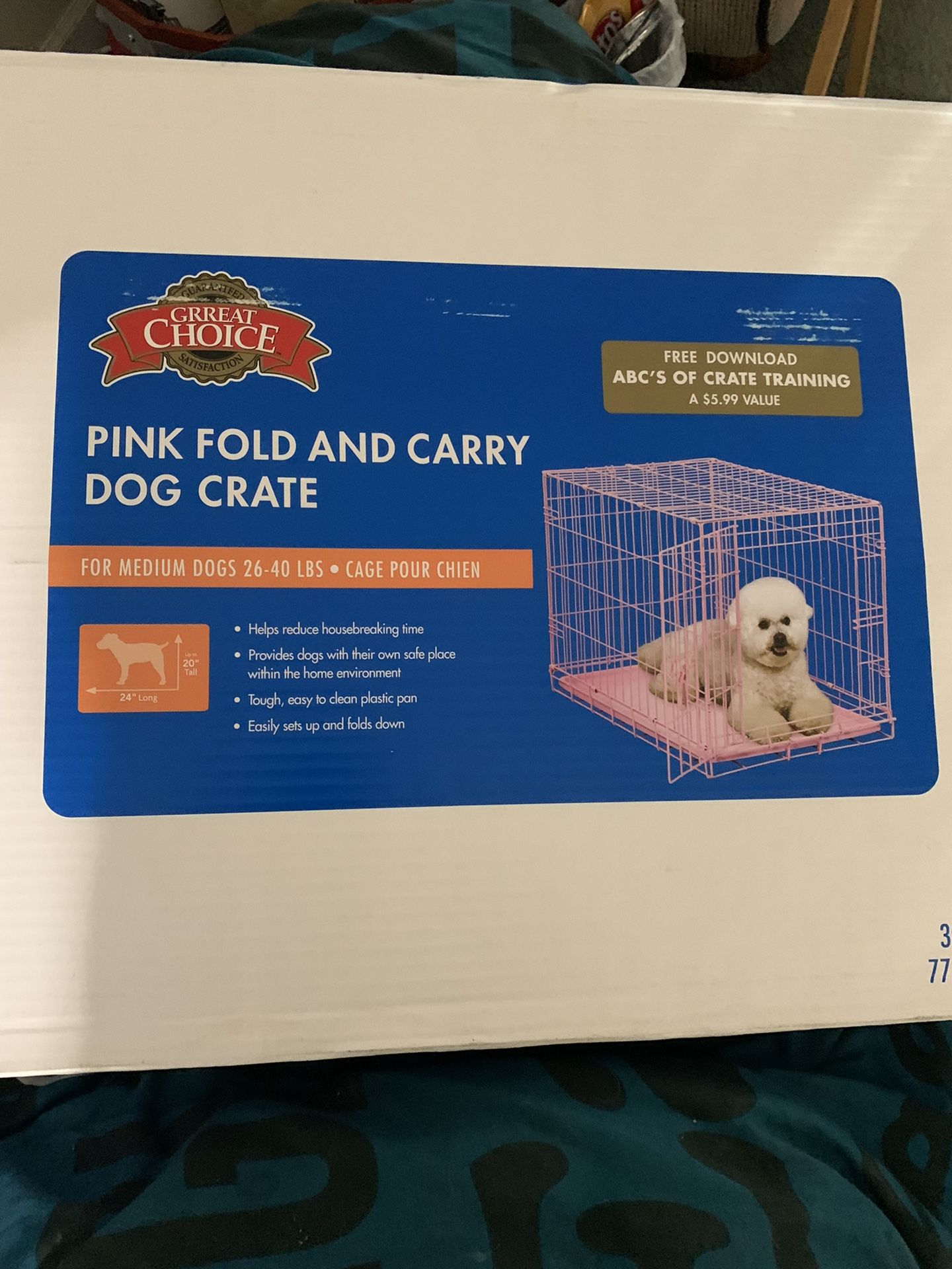 Great Choice Pink Fold And Carry Dog Crate