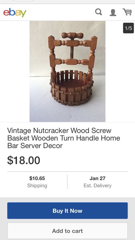 Vintage Wooden Wishing Well Cork Screw Nut Cracker