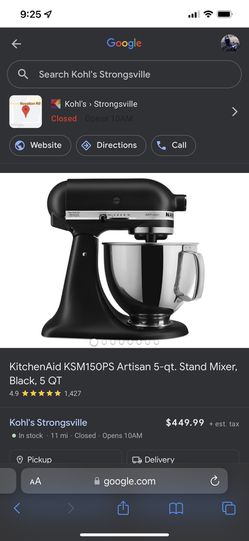 Kitchen Aid  Artisan 5 - Qt. Stand Mixer Thumbnail