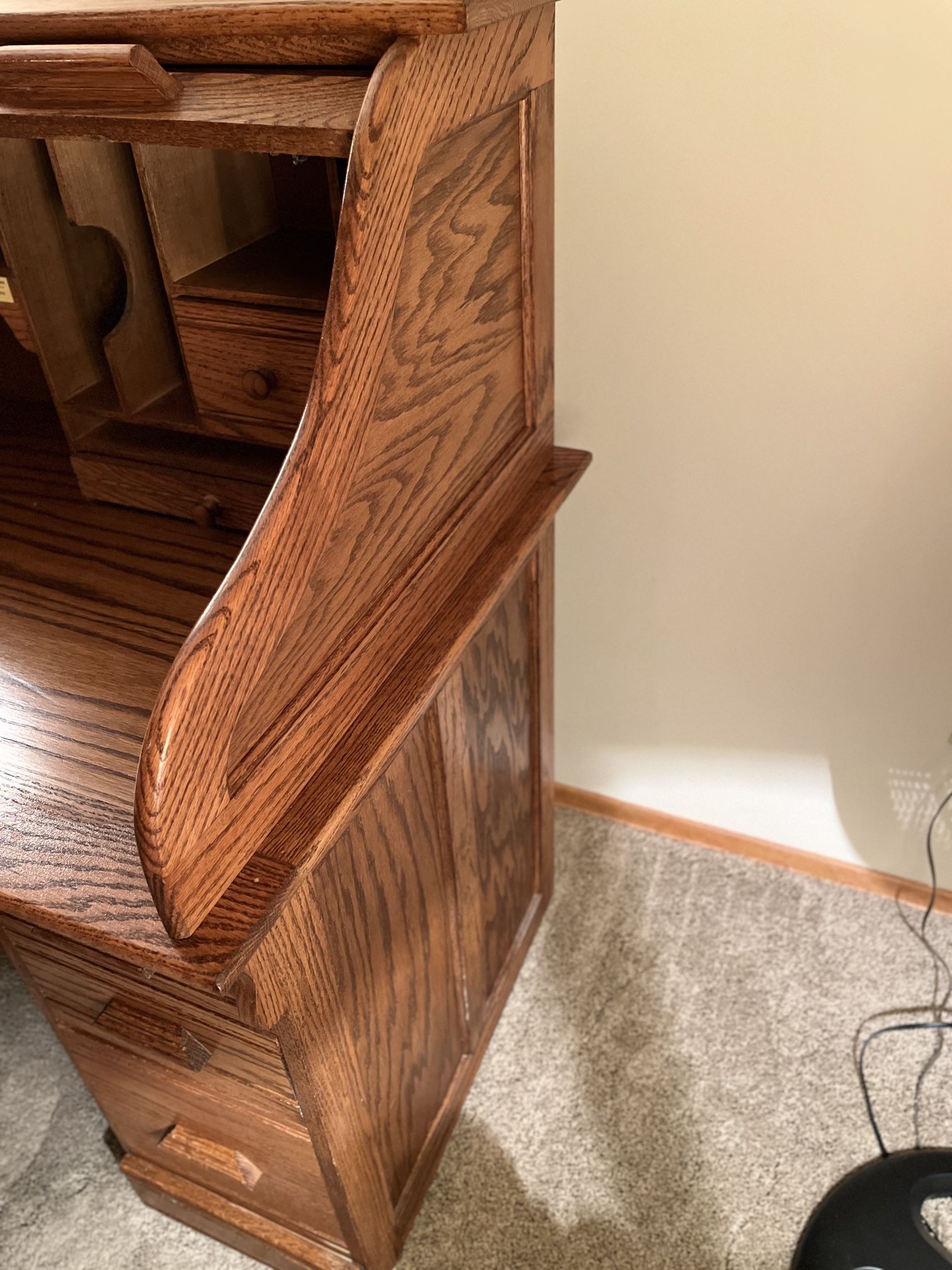 Solid Golden Oak Roll-Top Banker Desk