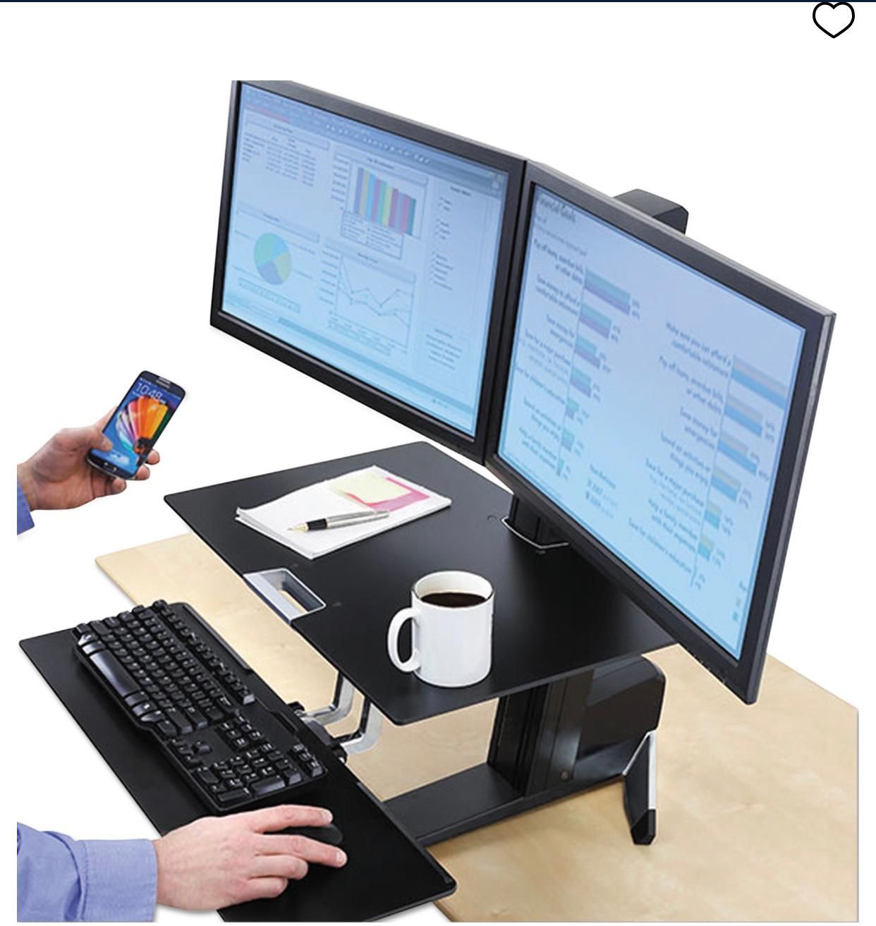 Ergotron, ERG(contact info removed)0, WorkFit-S, Dual Monitor with Worksurface+ (Black),