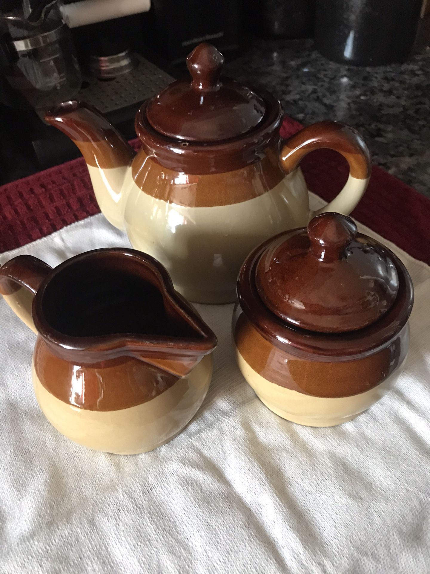 Beautiful set coffee tea or coffee pot milk sugar 3 pieces