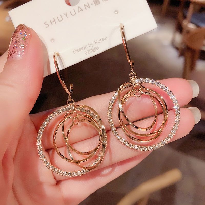 Fashion Chic Multi-layer Diamond Dangle Drop Earrings for Women