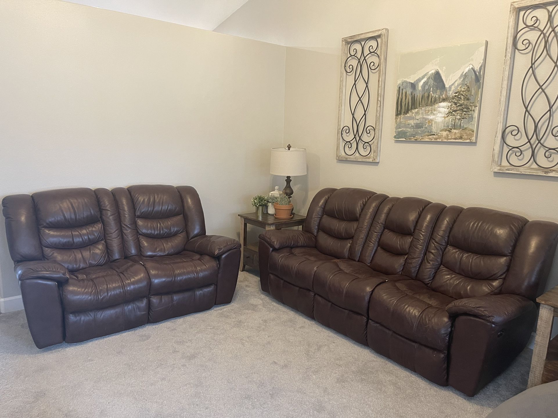 Leather Electric Reclining Couch & Loveseat 