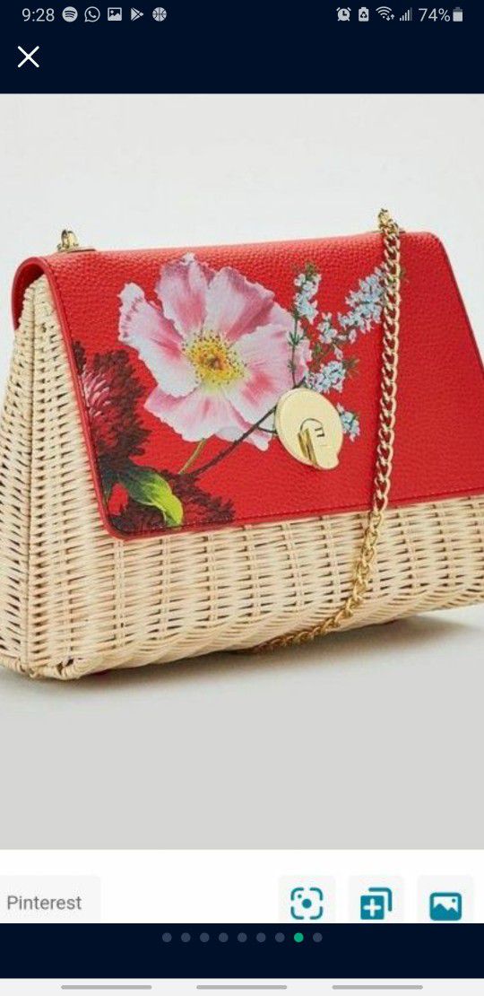 Ted Baker Sunday Straw Bag Purse Clutch 