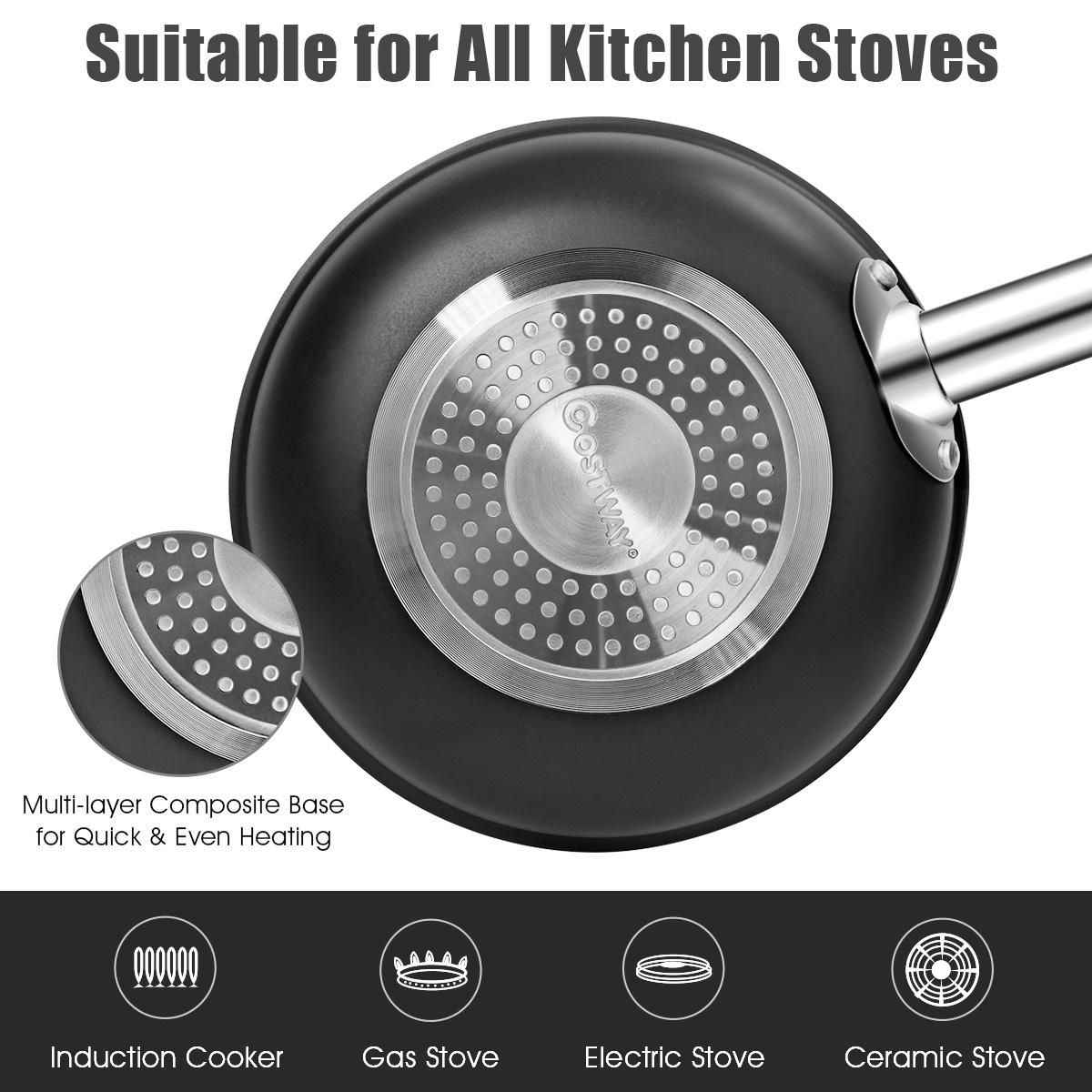 Costway 12 Piece Nonstick Cookware Set Copper Pots Pans Set