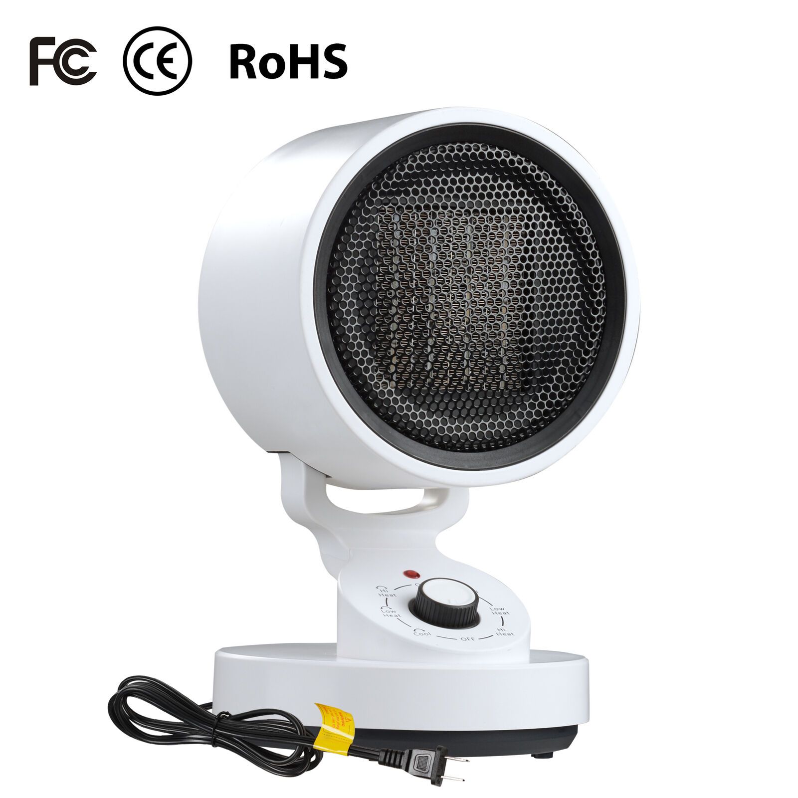 1500W Tabletop Portable Oscillating Ceramic Heater with Cooling Fan For Offices, Bedrooms, Classrooms, Basements