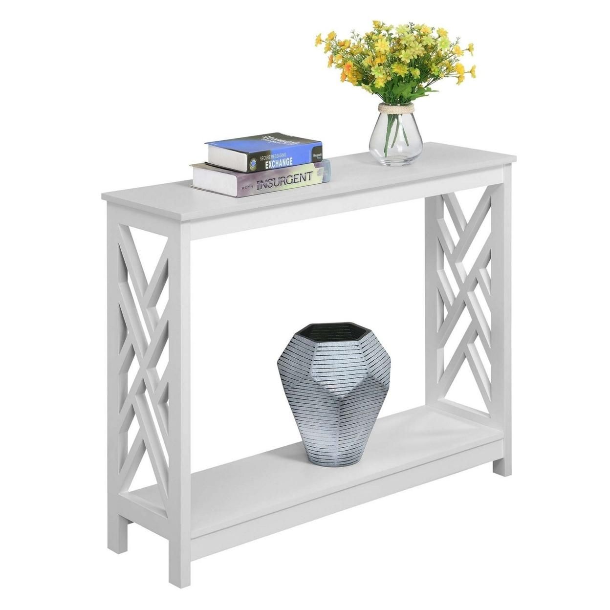 Titan Console Table with Shelf, White