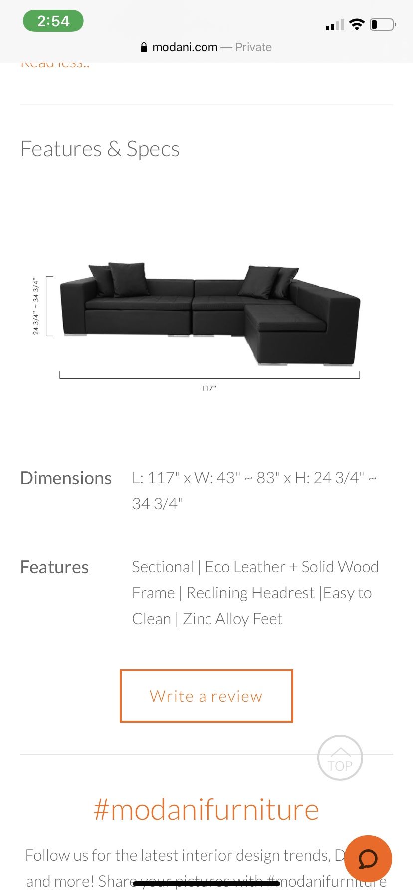 Modani Montecarlo Sectional Sofa in Black for Sale in Miami, FL OfferUp