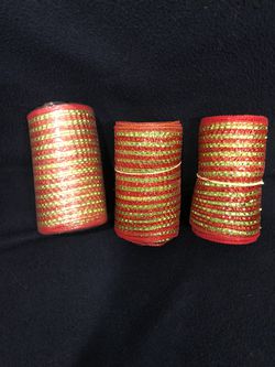 Red & Green Stripe Deco Mesh Ribbon - 3 Rolls Thumbnail