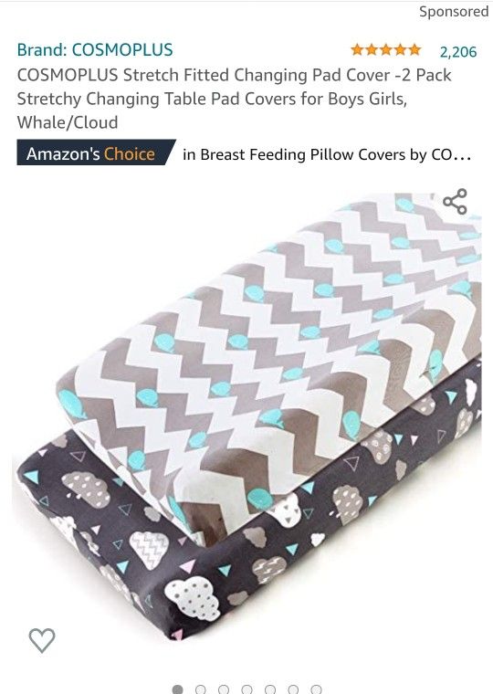 COSMOPLUS Stretch Fitted Changing Pad Cover -2 Pack Stretchy Changing Table Pad Covers for Boys Girls, Whale/Cloud