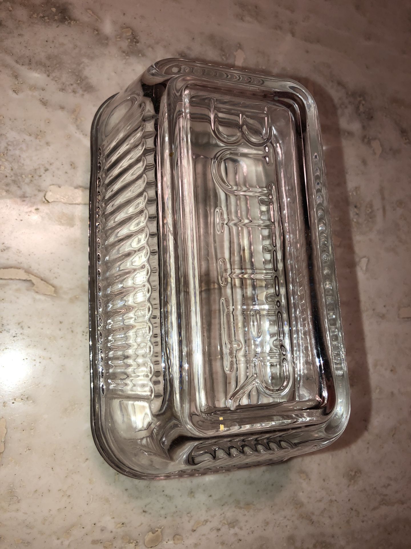 Glass butter dish