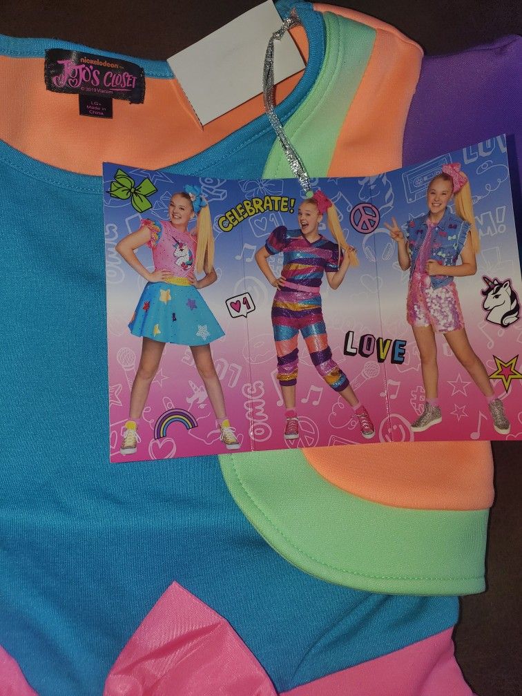 Jojo’s Siwa Bow Birthday Dress Party Halloween Girls Large 10-12 NWT
