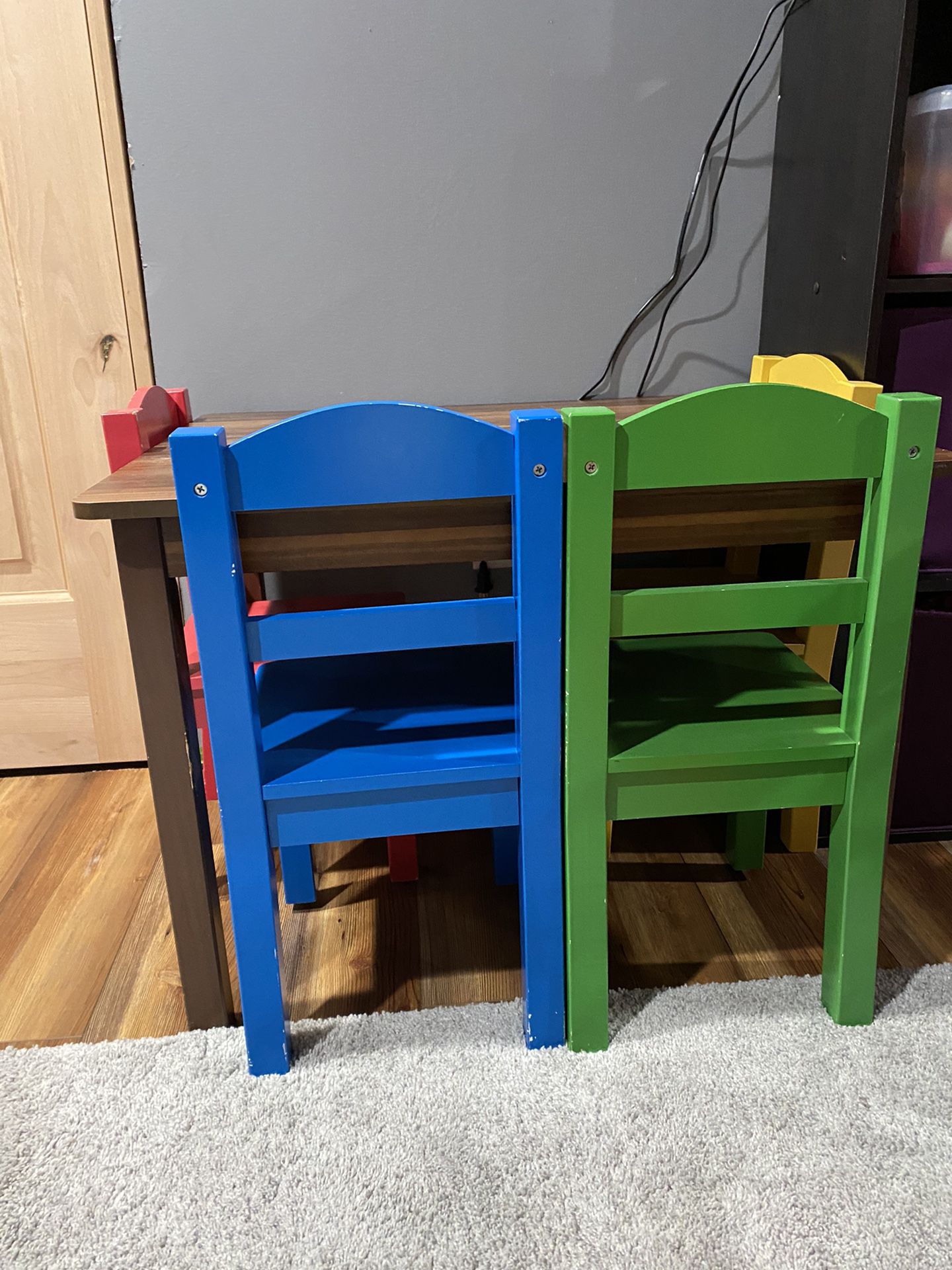 Kids Table & 4 Colorful Chairs