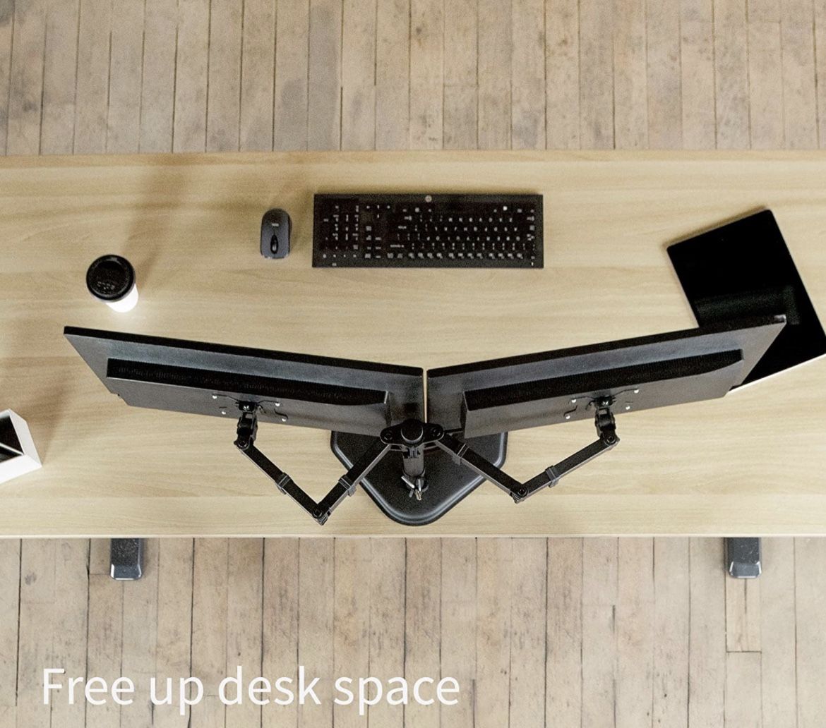 VIVO STAND VIVO STAND-V002F Dual LED LCD Monitor Free-Standing Desk Stand for 2 Screens