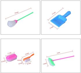 E-TING Miniature Mop Dust Pan, Brush, Broom, Bucket Doll Housework Cleaning Set Dollhouse Accessories for 7 Thumbnail