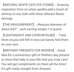 Flower Stud Earrings For Women Girls With White Moonstone Petal-Shaped Gold Thumbnail