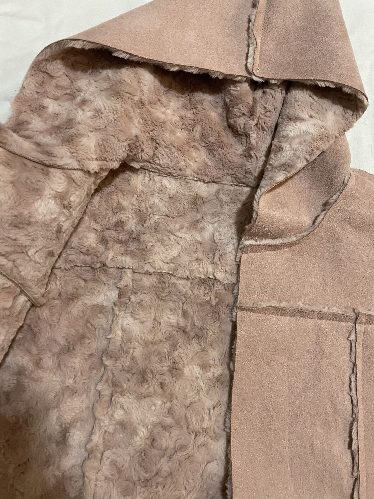 Girls 11/11 Pink Blush Suede Sherpa Fur Vest