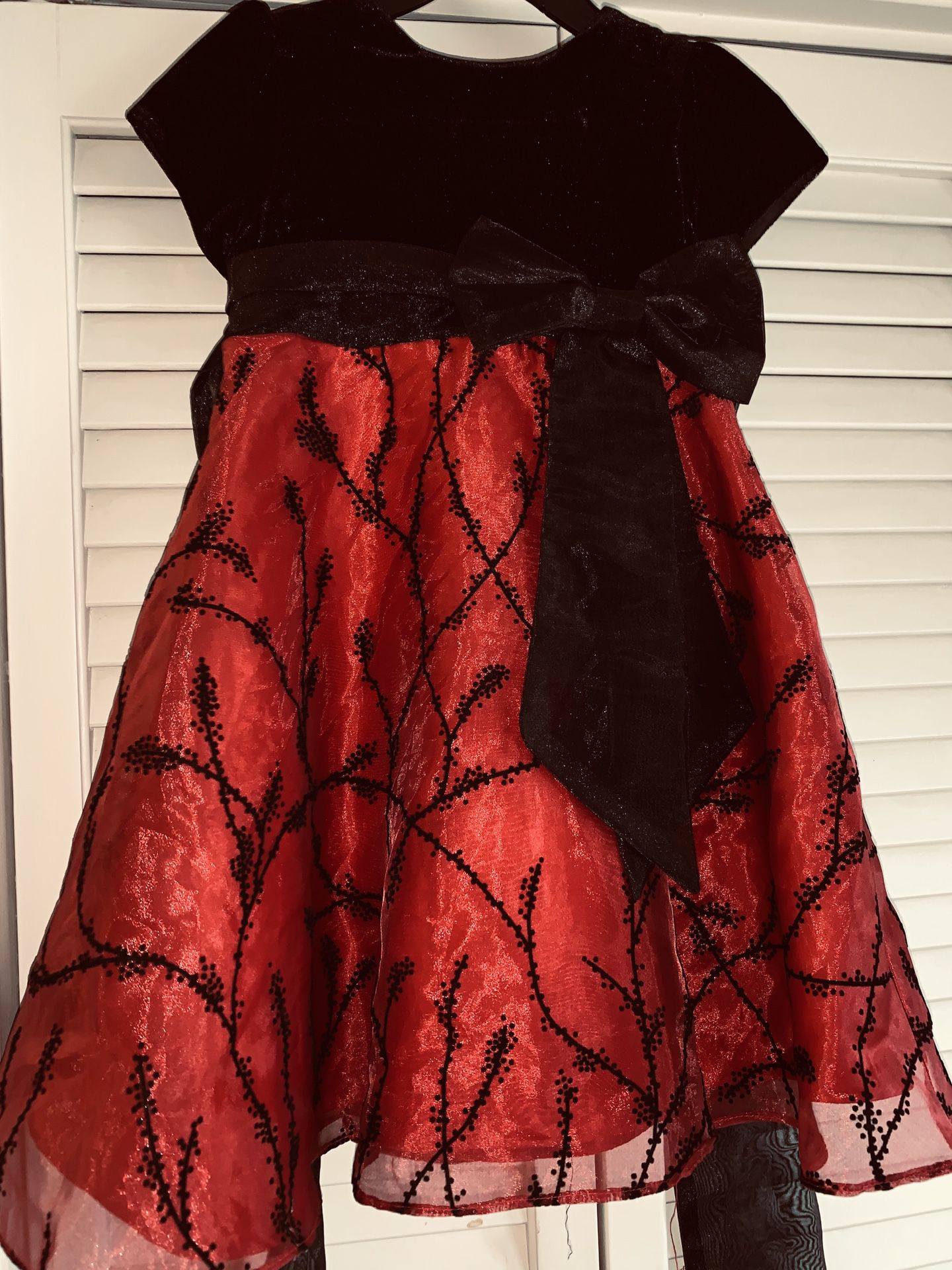 Black velvet/Red organza Dress -2T