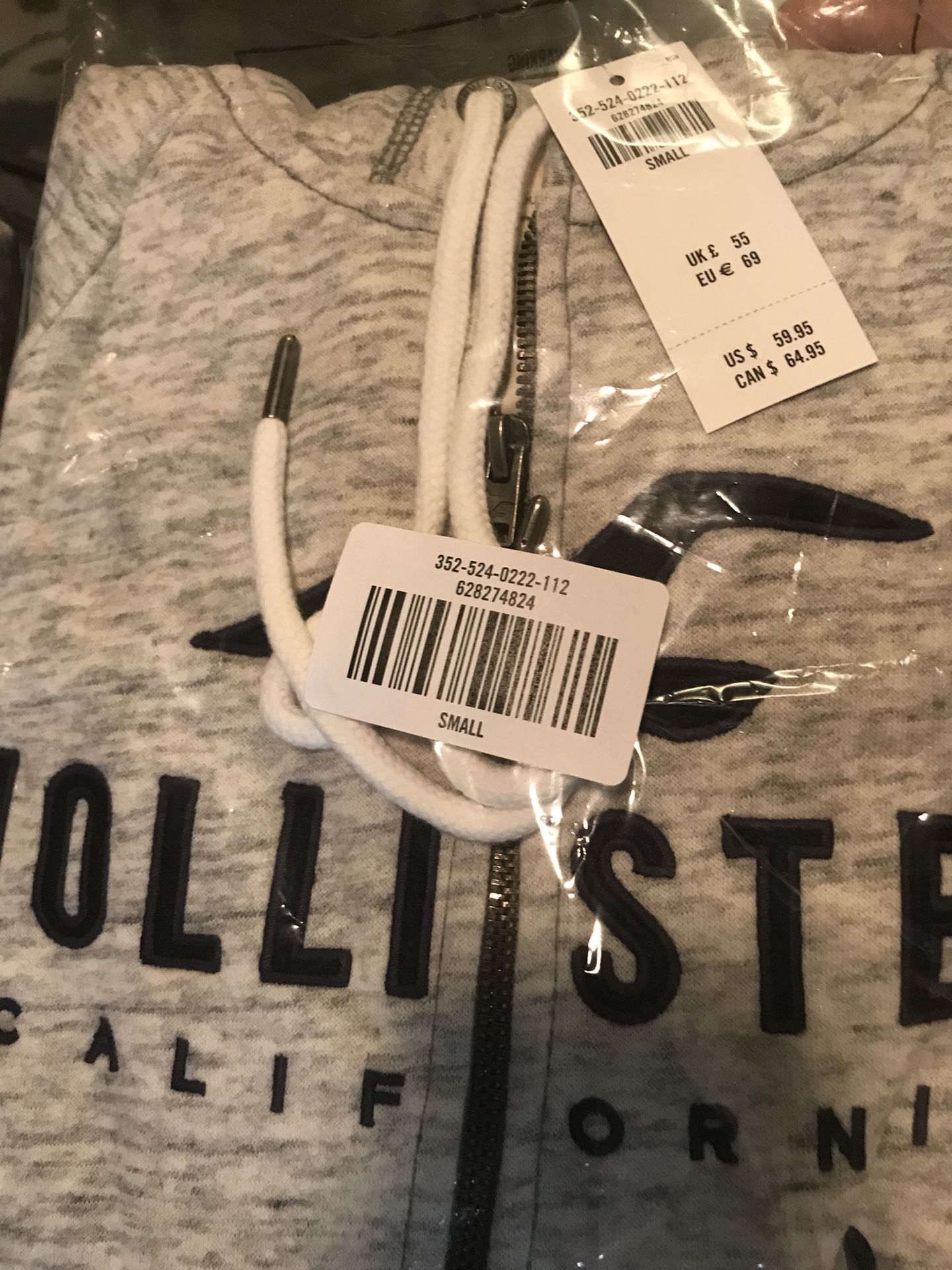 Hollister Full-Zip Hoodie- Grey