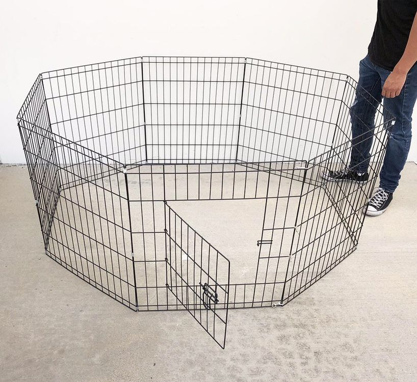 New in box $39 Foldable 24” Tall x 24” Wide x 8-Panel Pet Playpen Dog Crate Metal Fence Exercise Cage