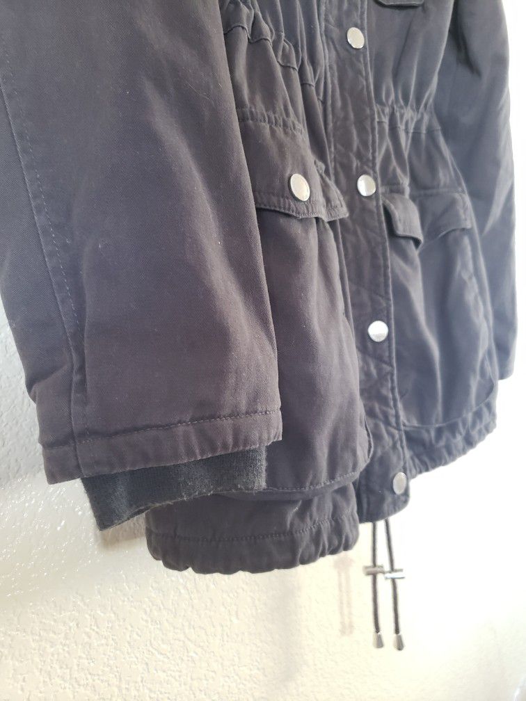 BCBG Parka Fleece Jacket in Black Medium