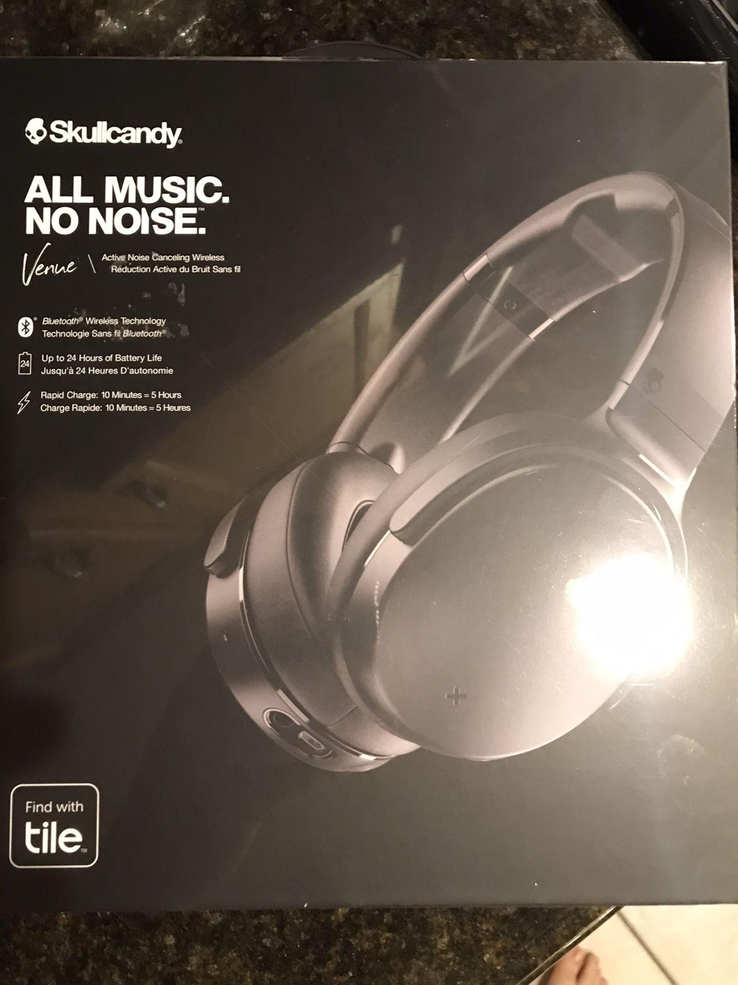 Skullcandy - Venue Wireless Noise Cancelling Over-the-Ear Headphones - Black