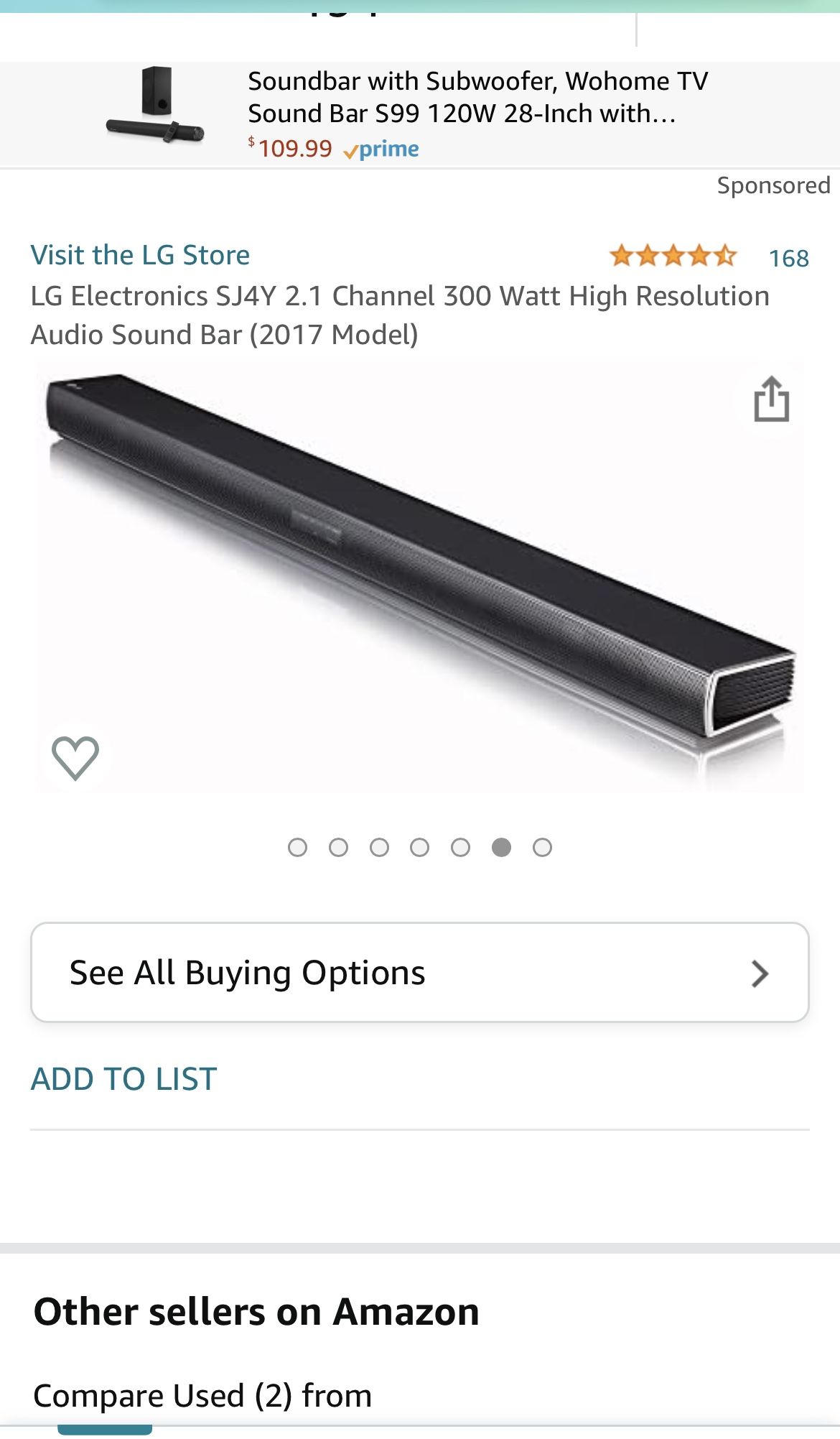 LG Sound bar With Sub Woofer