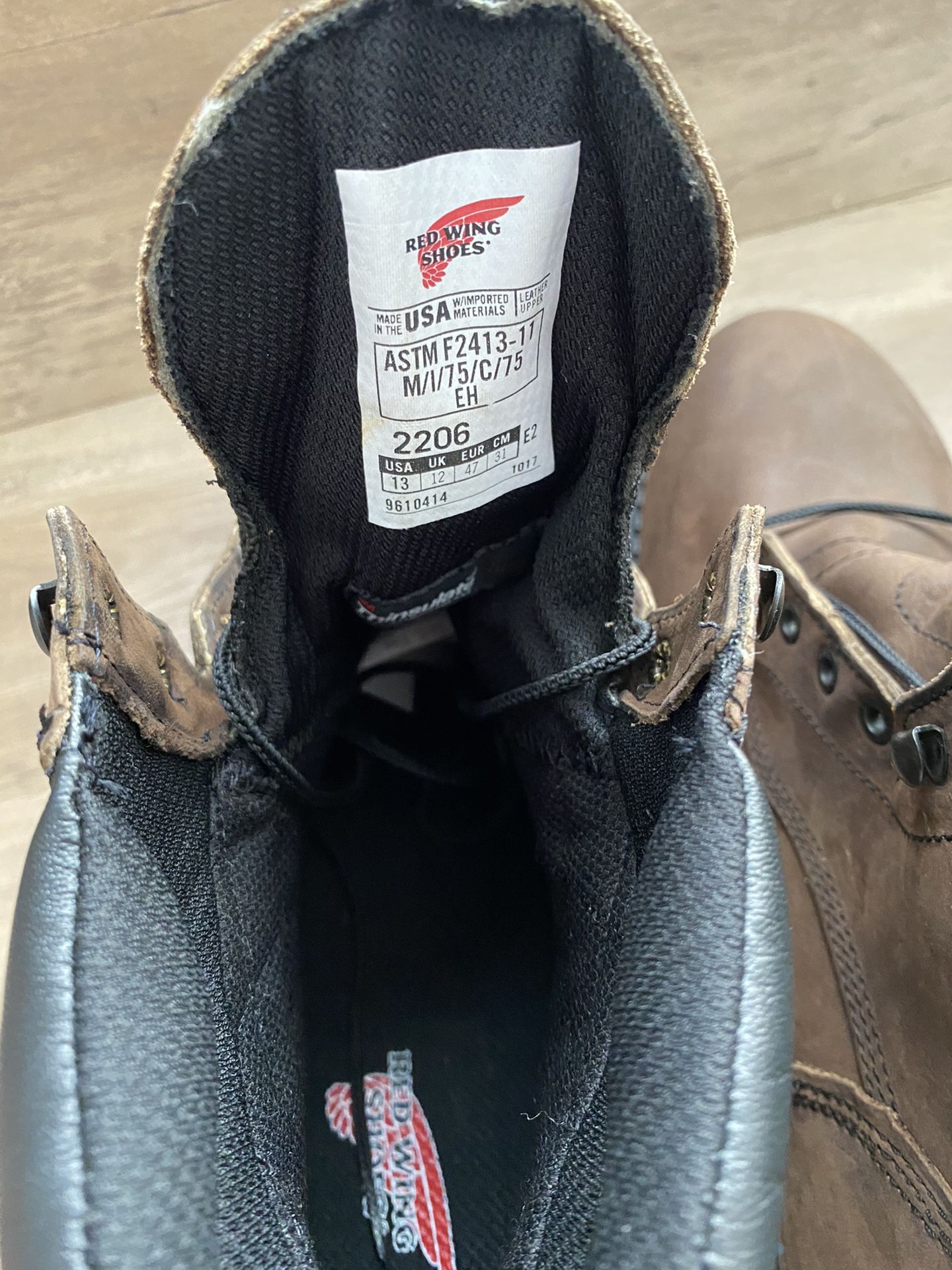 Red Wing Work Boots 2206 6-Inch Steel Toe Insulated Waterproof Size 13 E2 ASTM