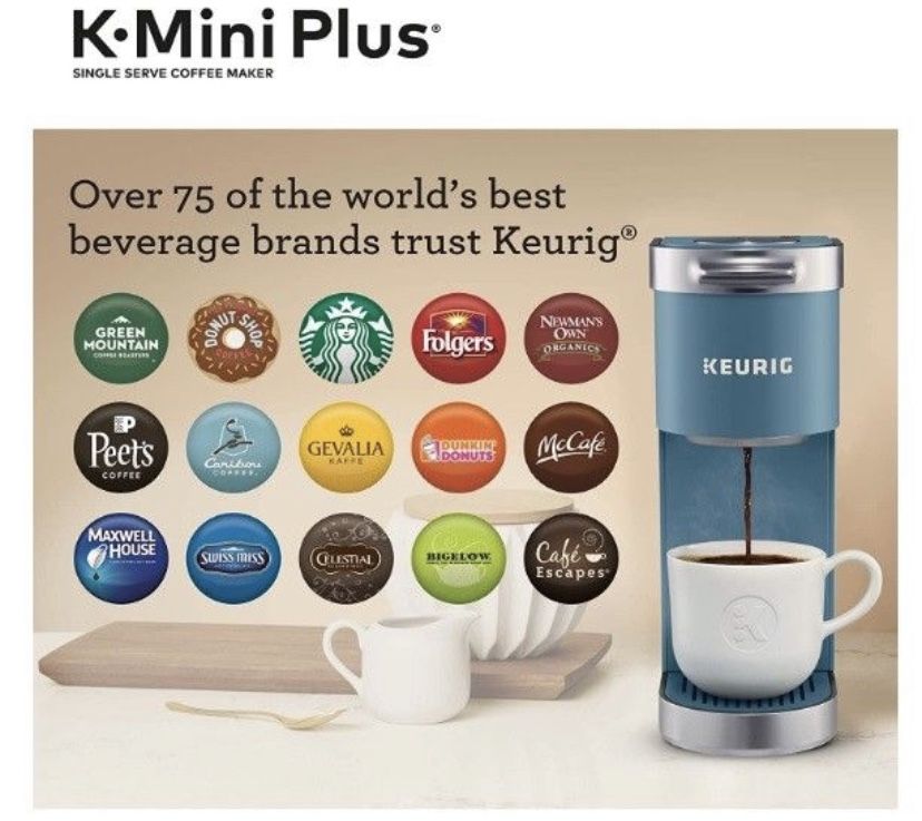Keurig K-Mini Plus Coffee Maker, Single Serve K-Cup Pod Coffee Brewer, Comes With 6 to12 Oz Brew Size, K-Cup Pod Storage, and Travel Mug Friendly