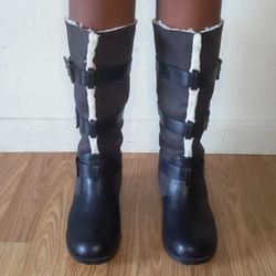 NIB Skechers Black Lunacy Outburst Faux Fur Lining Mid Calf Boots Women Size 8.5 Thumbnail