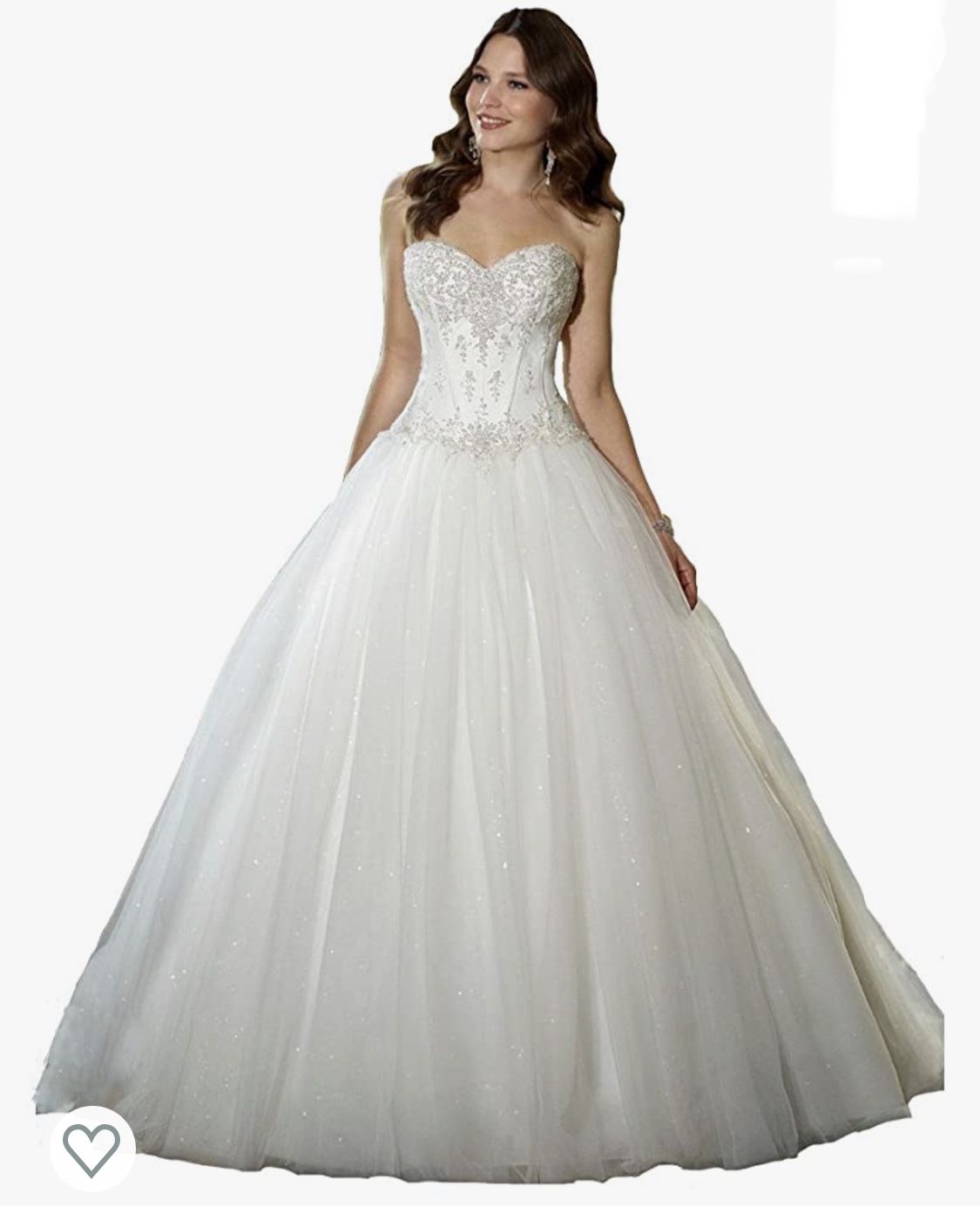 YIPEISHA Sweetheart Beaded Corset Bodice Classic Tulle Wedding Dress