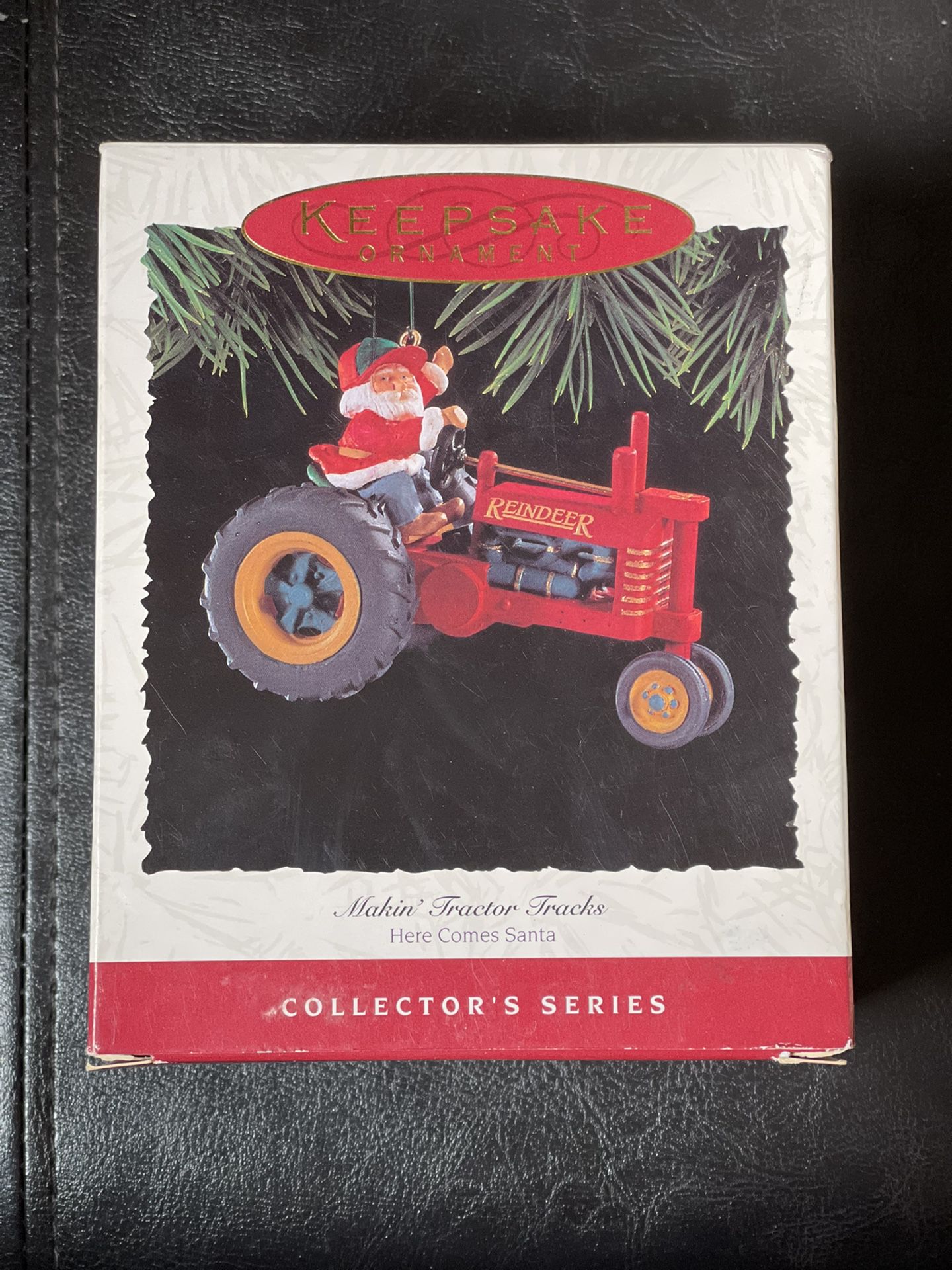 1994 Hallmark Keepsake Ornament Here Comes Santa Makin' Tractor Tracks Santa 