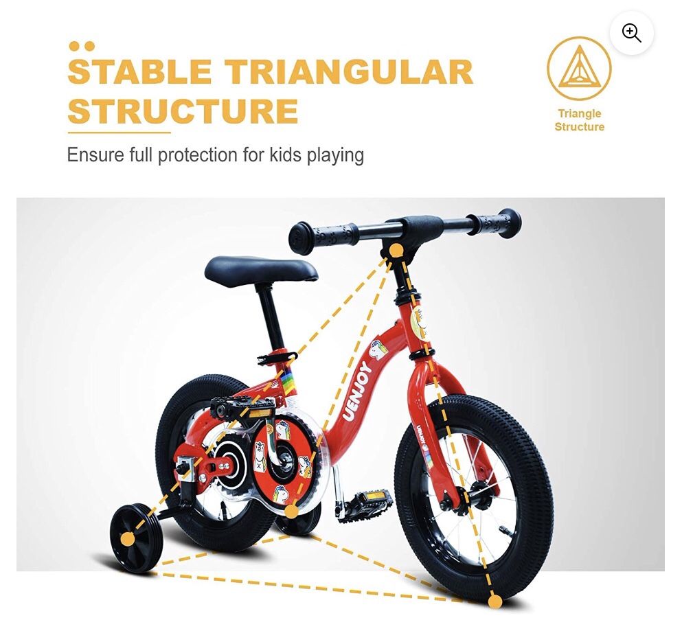 NIB 2 in 1 Kids Bike & Balance Bike 12” w/Detachable Training Wheels, Adjustable, 2-6 Years Old, Red