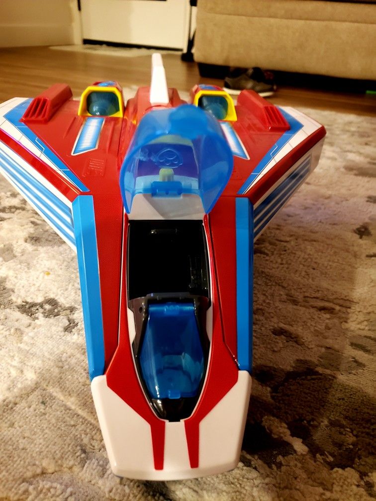 Paw Patrol, Super Paws, 2-in-1 Transforming Mighty Pups Jet Command Center with Lights and Sounds