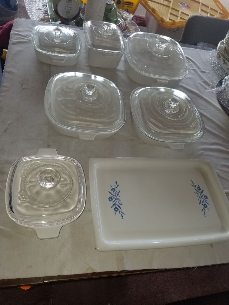 Vintage Corningware classic Blue Cornflower baking dishes 13 pcs see last photo for list of included A82Z081