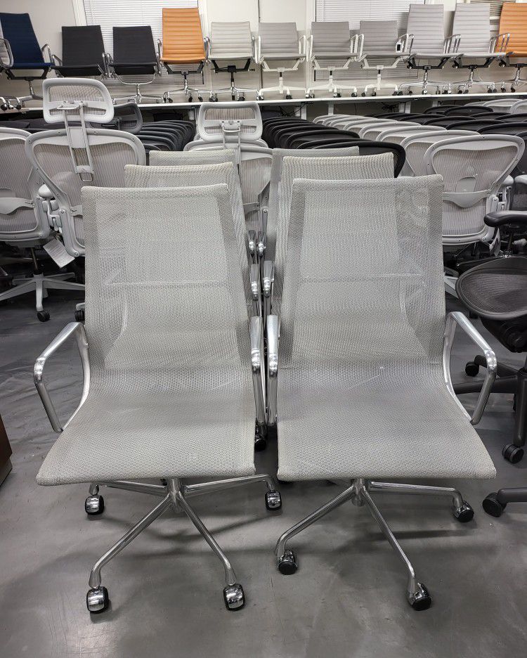 LIKE NEW! 100% AUTHENTIC EAMES HERMAN MILLER ALUMINUM GROUP EXECUTIVE MANAGEMENT CHAIRS PLATINUM MESH HIGH-BACK 12 AVAILABLE! 