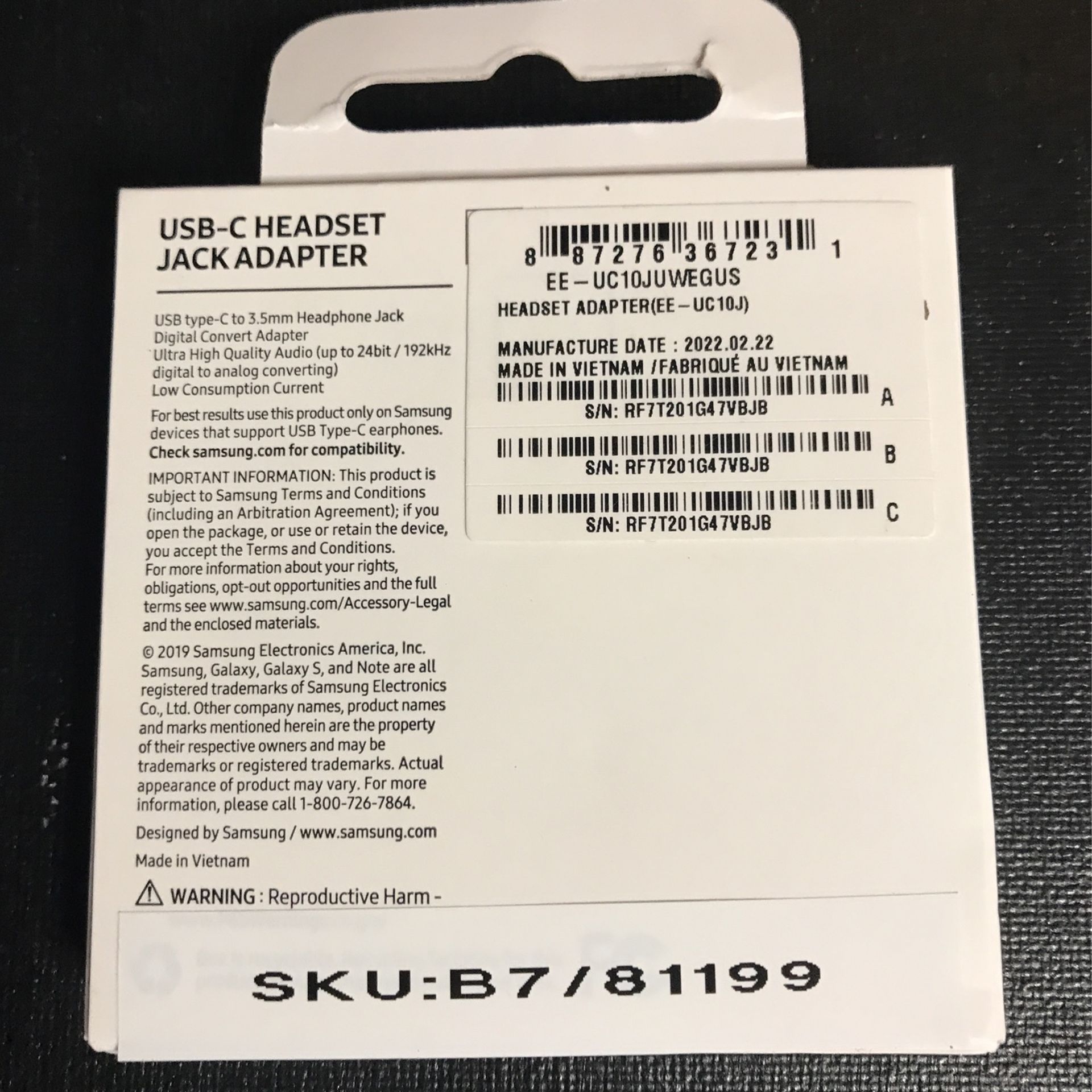 Original Samsung USB-C Headset Jack Adapter