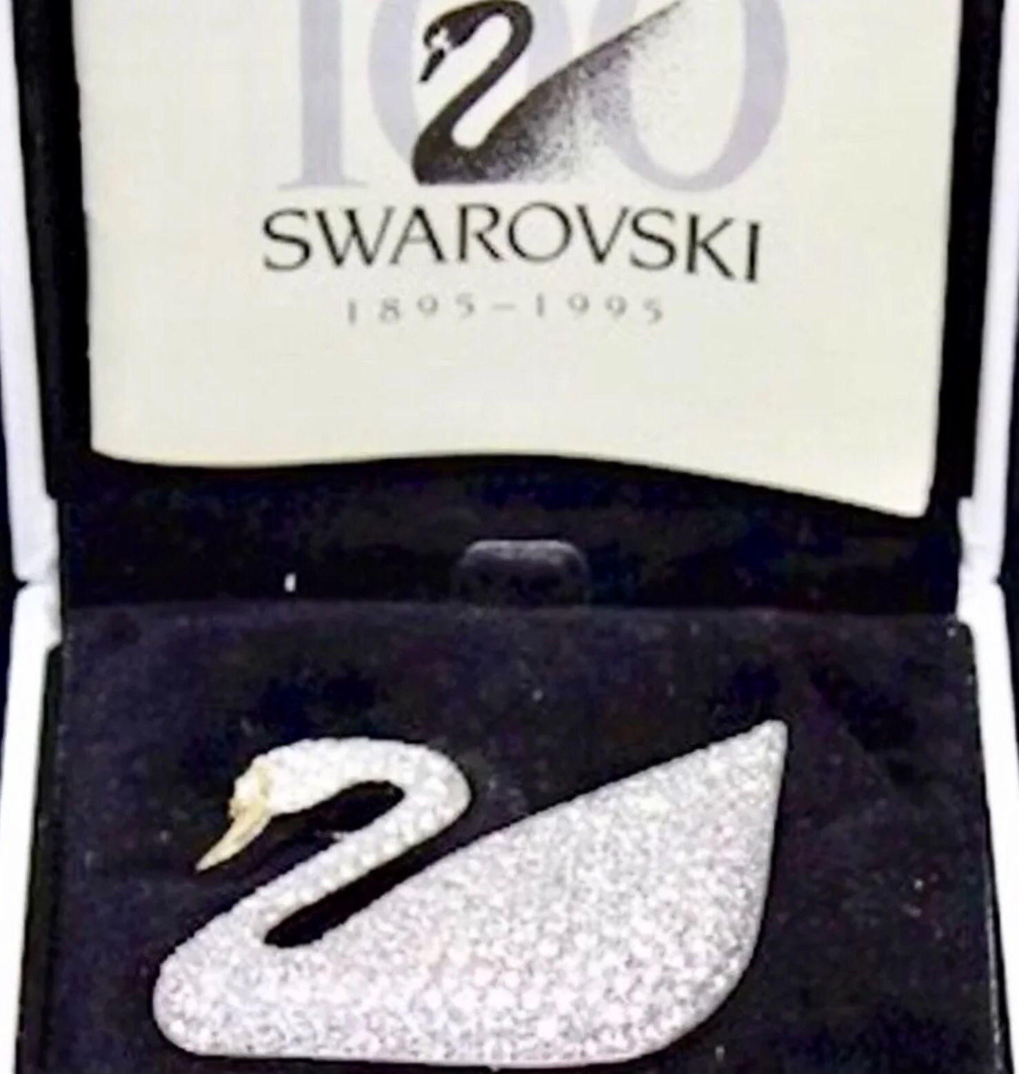 NEW Swarovski Swan Pin Brooch Crystal 100TH YEAR ANNIVERSARY IN ORIGINAL BOX