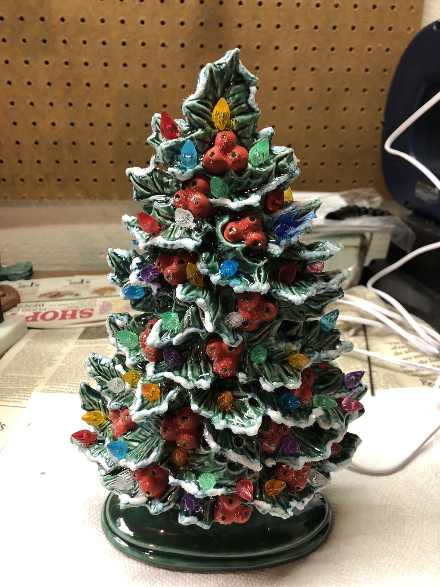 Holly Christmas Tree 11 Inches Tall 18 Inches Around. Great Christmas Gift! New$45.00 Handmade