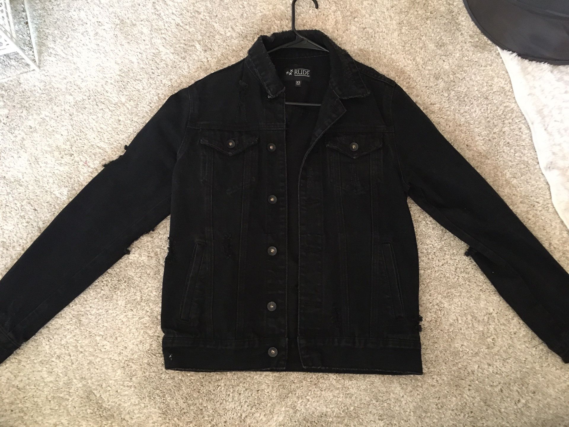 Black Distressed Denim Jacket