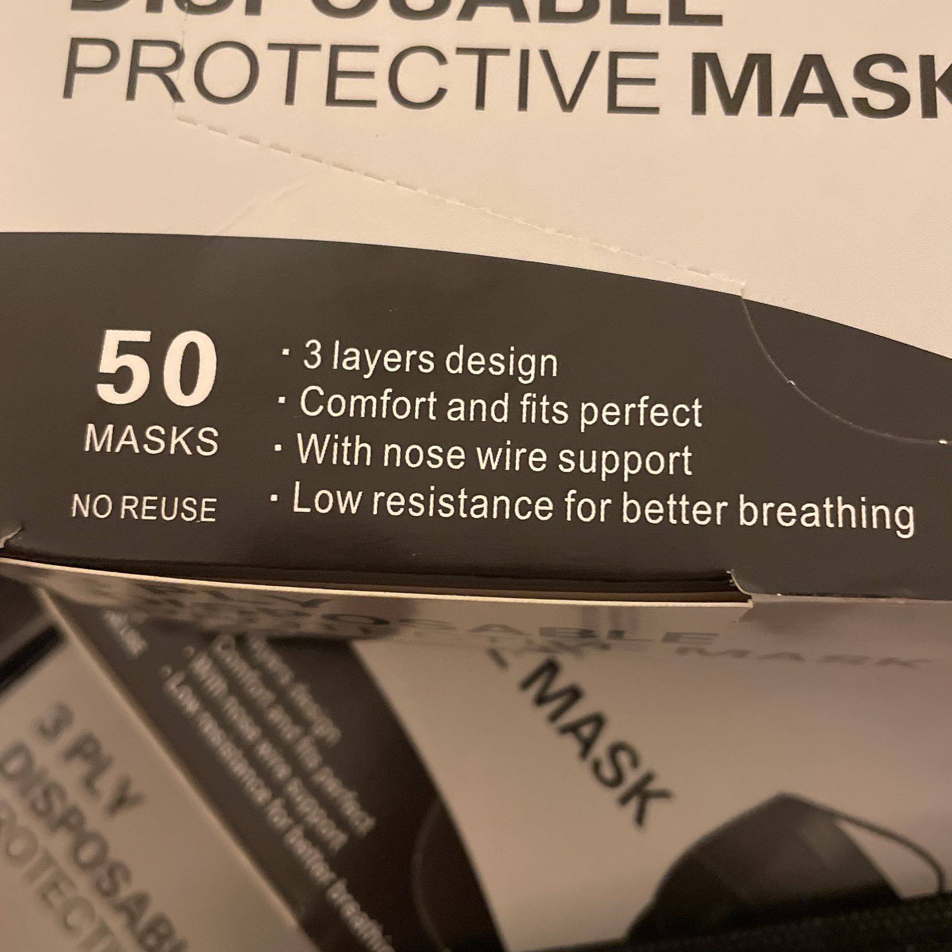 50 Pack Of Black Face Masks
