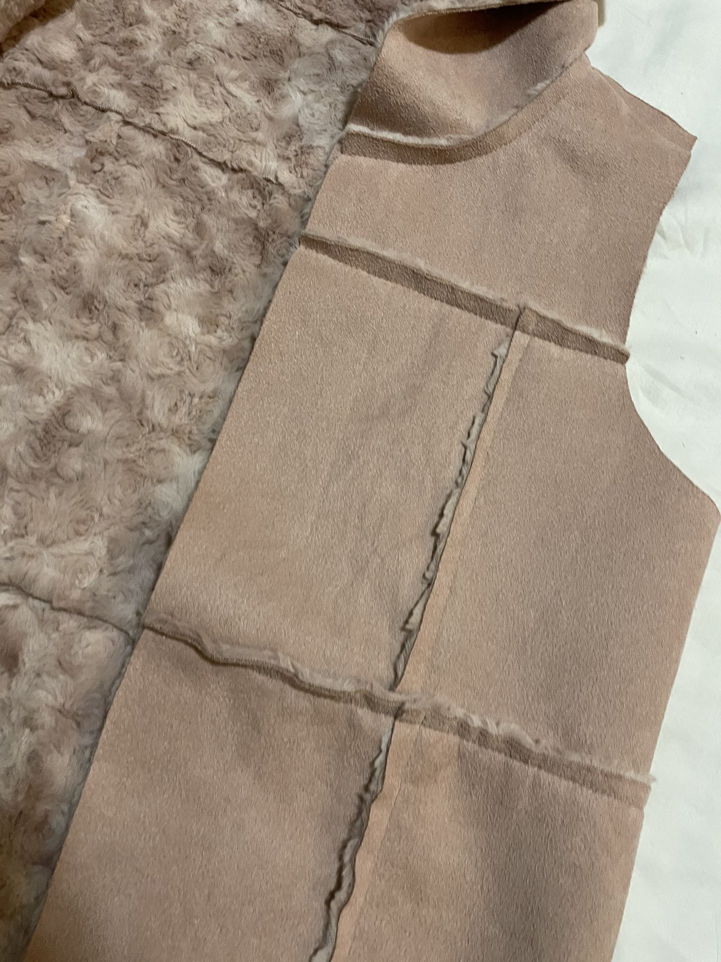 Girls 11/11 Pink Blush Suede Sherpa Fur Vest