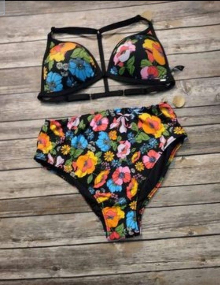 A black bathing suit multiple colors