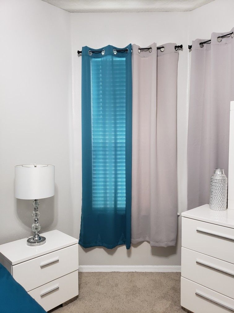 Blackout Grey Curtains (4) Please Read Description