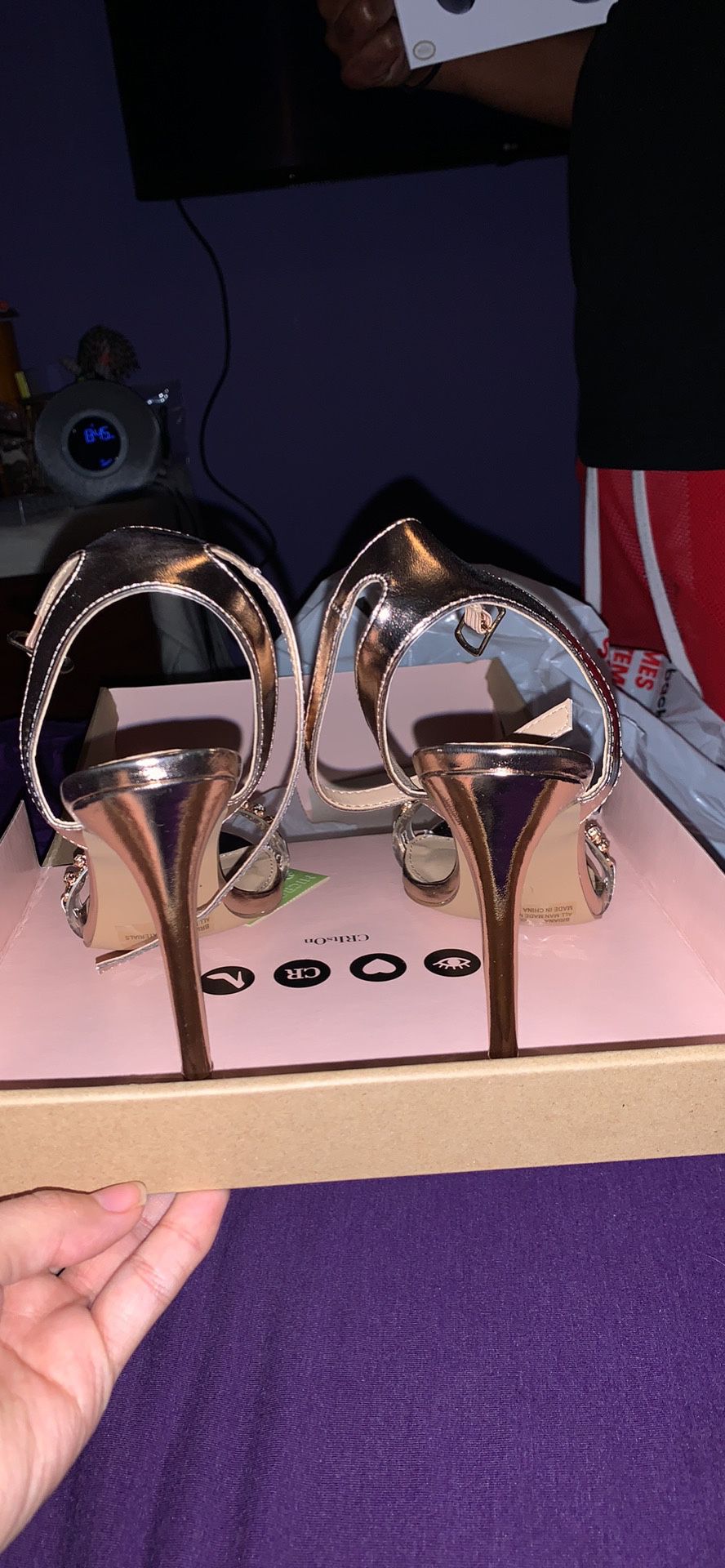 Rose Gold Clear Diamond Band Heels 